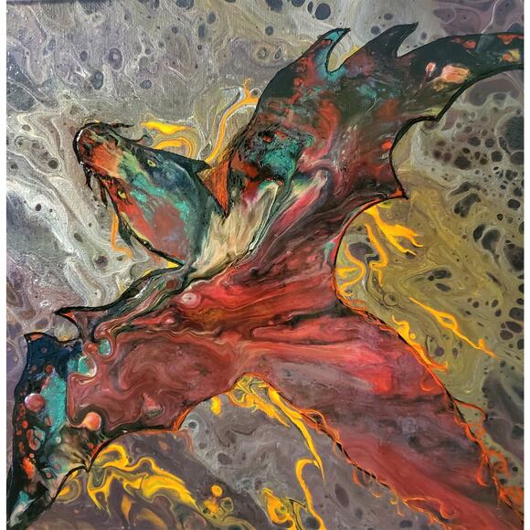 Art Print from my Original Work 10" x 10" "Dragon Chameleon" Acid Free - Picture 1 of 1